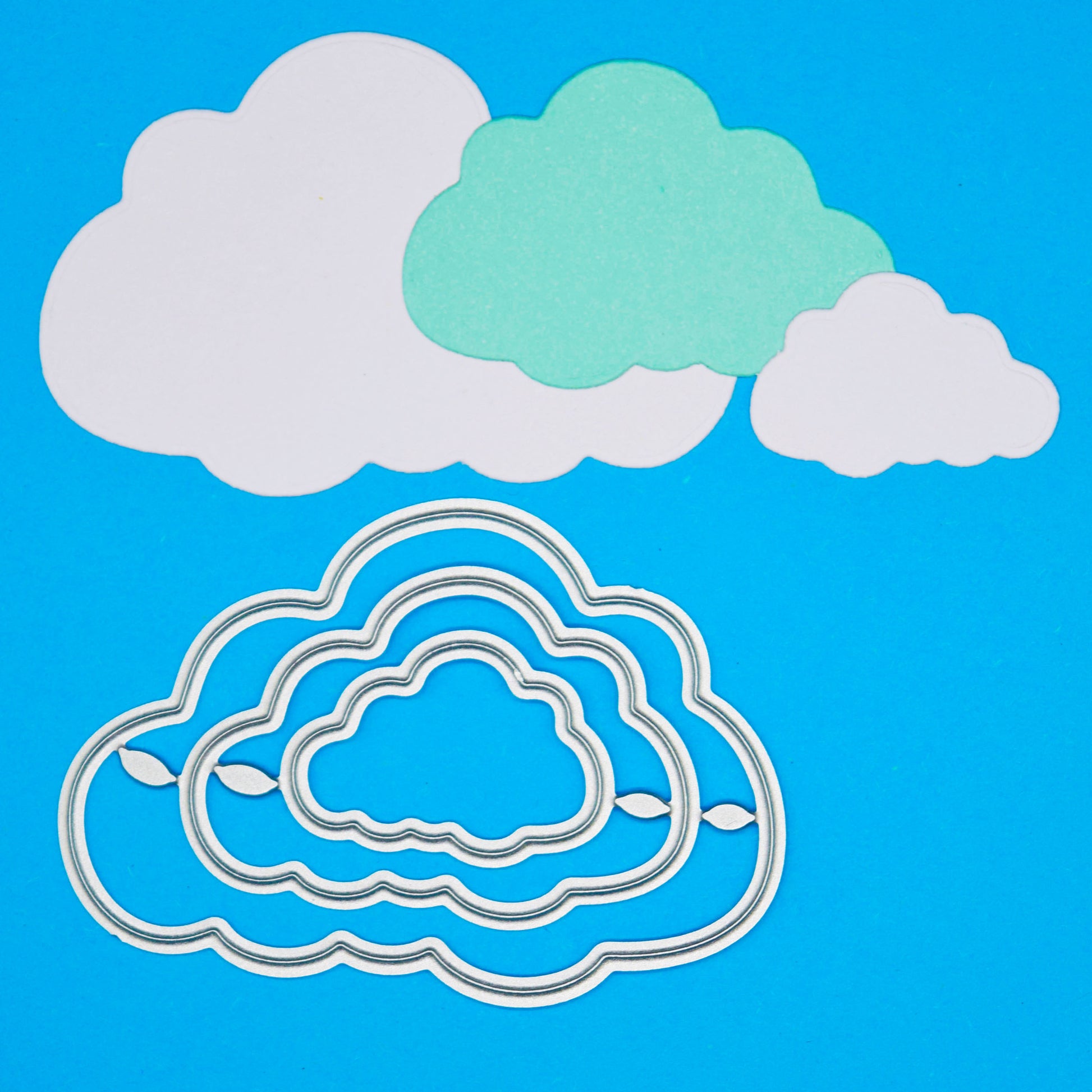 Cloud nesting metal cutting dies with layered cloud die cut examples for card making