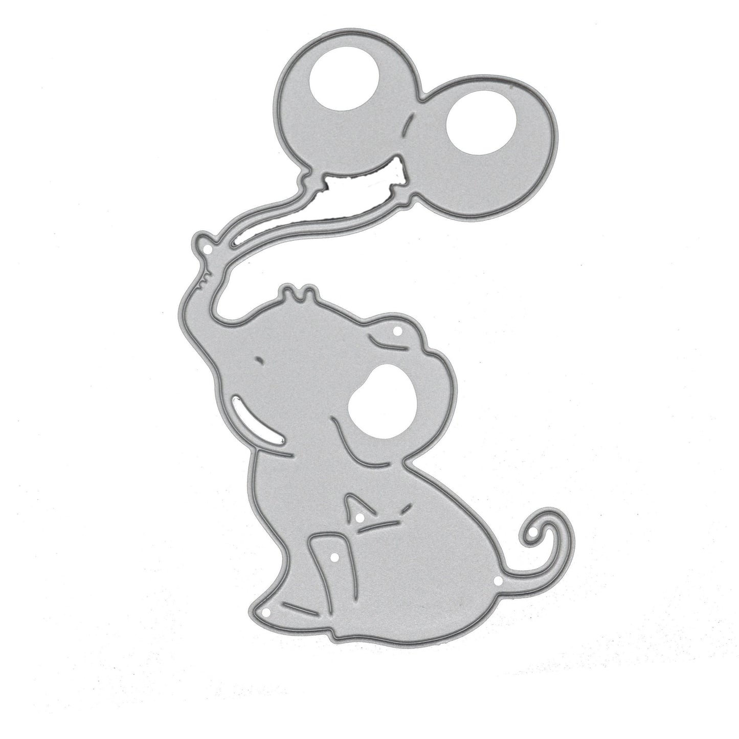 Baby elephant holding balloons metal cutting die