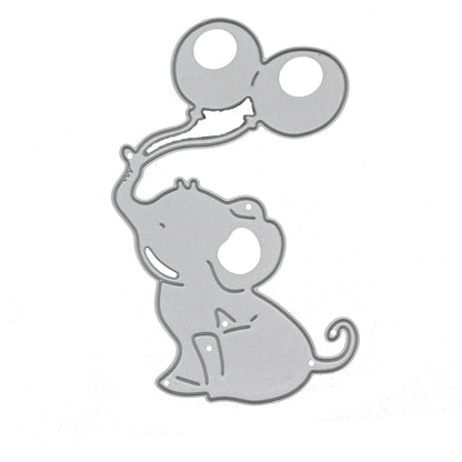 Baby elephant holding balloons metal cutting die