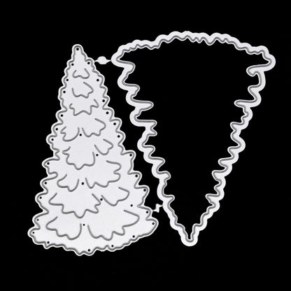 Festive Christmas tree metal cutting dies with layering detail pieces