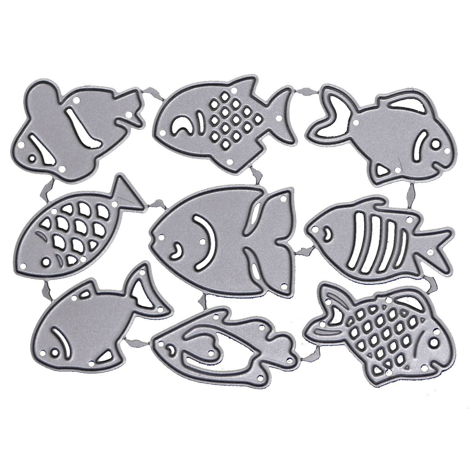 Small fish metal cutting dies set isolated on white background