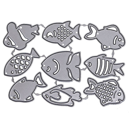 Small fish metal cutting dies set isolated on white background