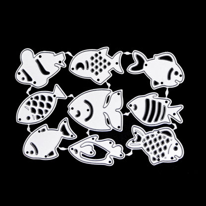 Nine fish metal cutting dies set with different small fish shapes