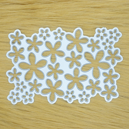 Flower petal background cutting die on faux fur surface