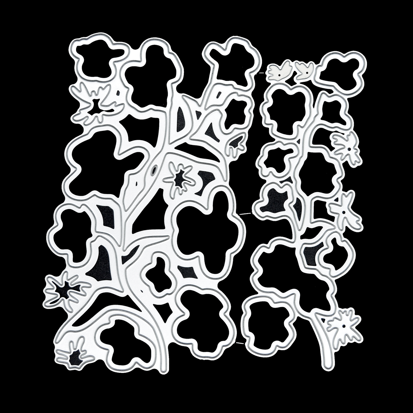 Layered floral stem metal cutting dies with flowers leaves and stems for papercrafts and scrapbooking