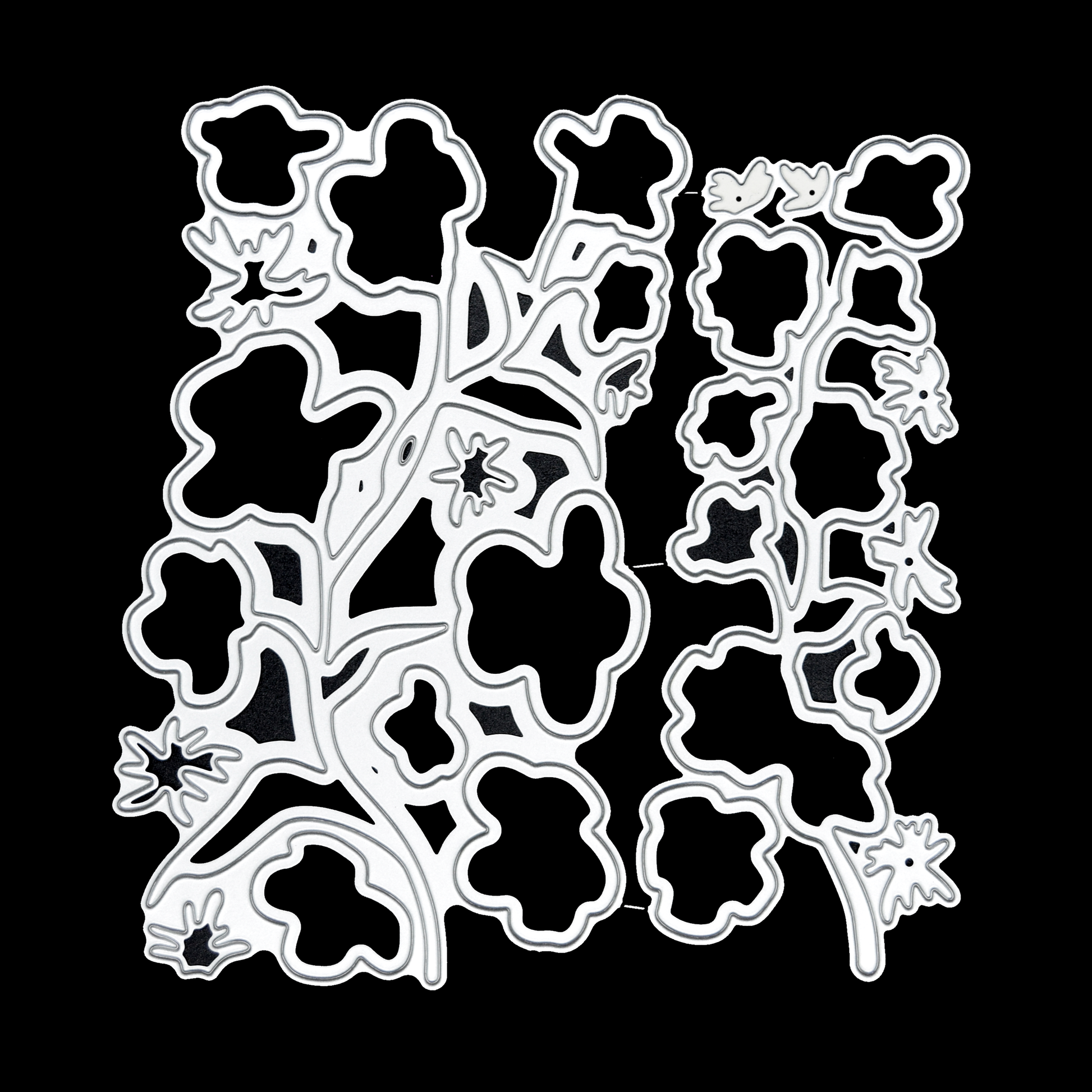 Layered floral stem metal cutting dies with flowers leaves and stems for papercrafts and scrapbooking