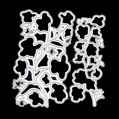 Layered floral stem metal cutting dies with flowers leaves and stems for papercrafts and scrapbooking