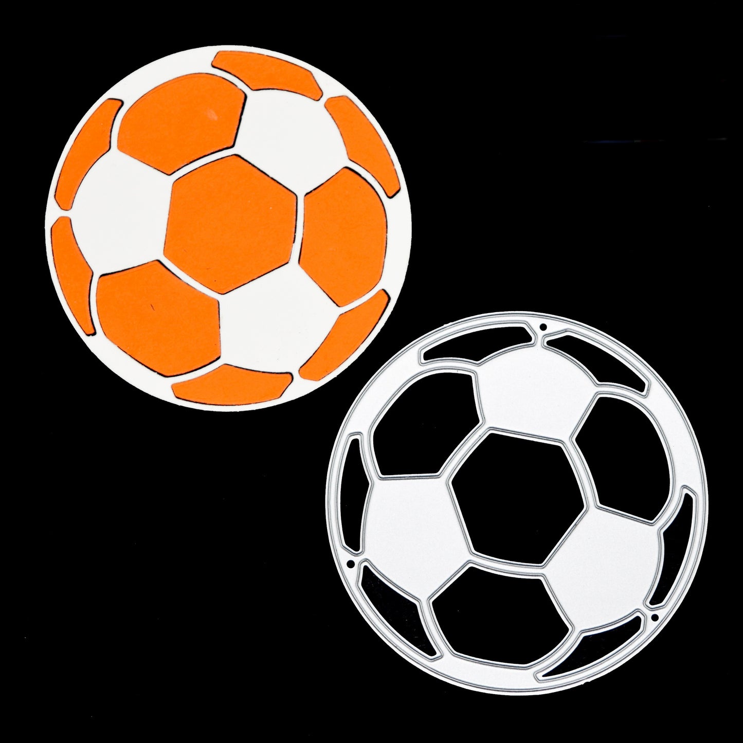 Football die cut design in orange and white card