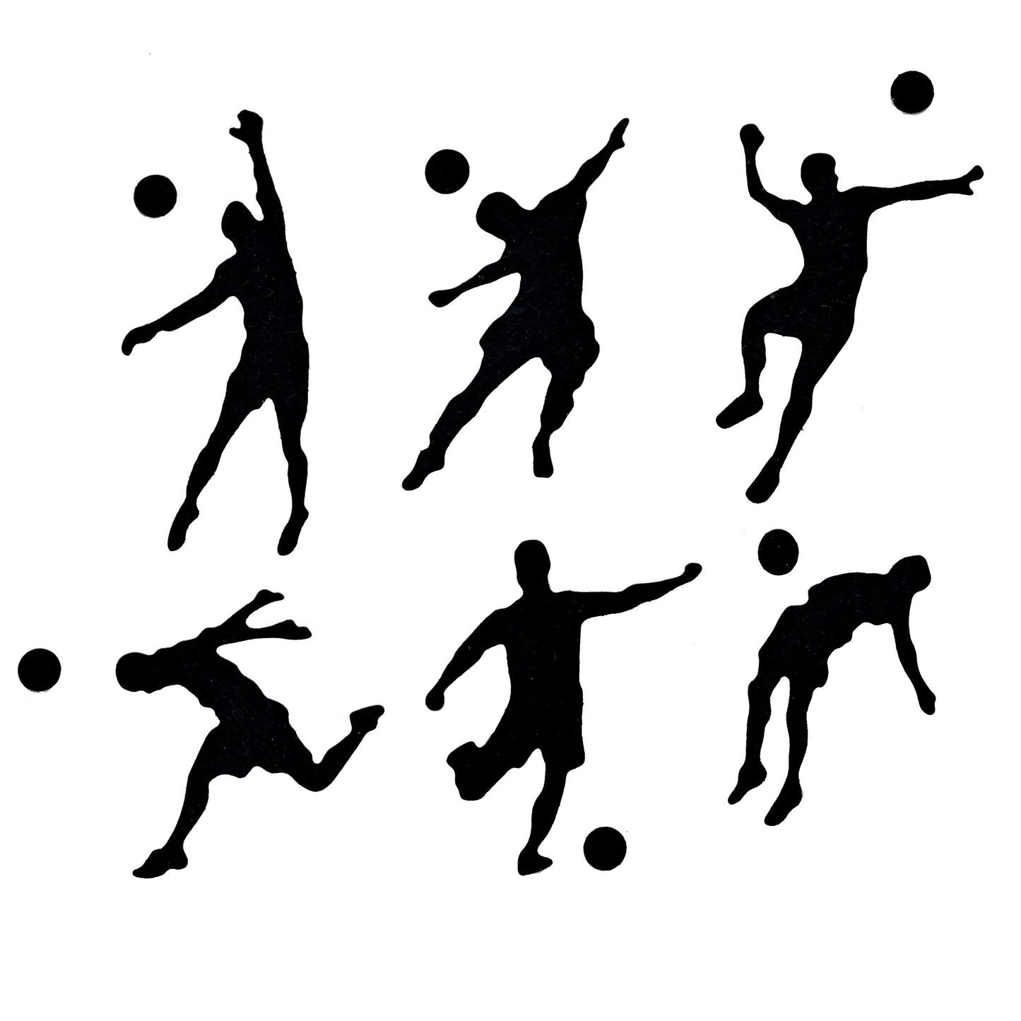 Finished football player paper die cuts with matching footballs for card making and papercraft
