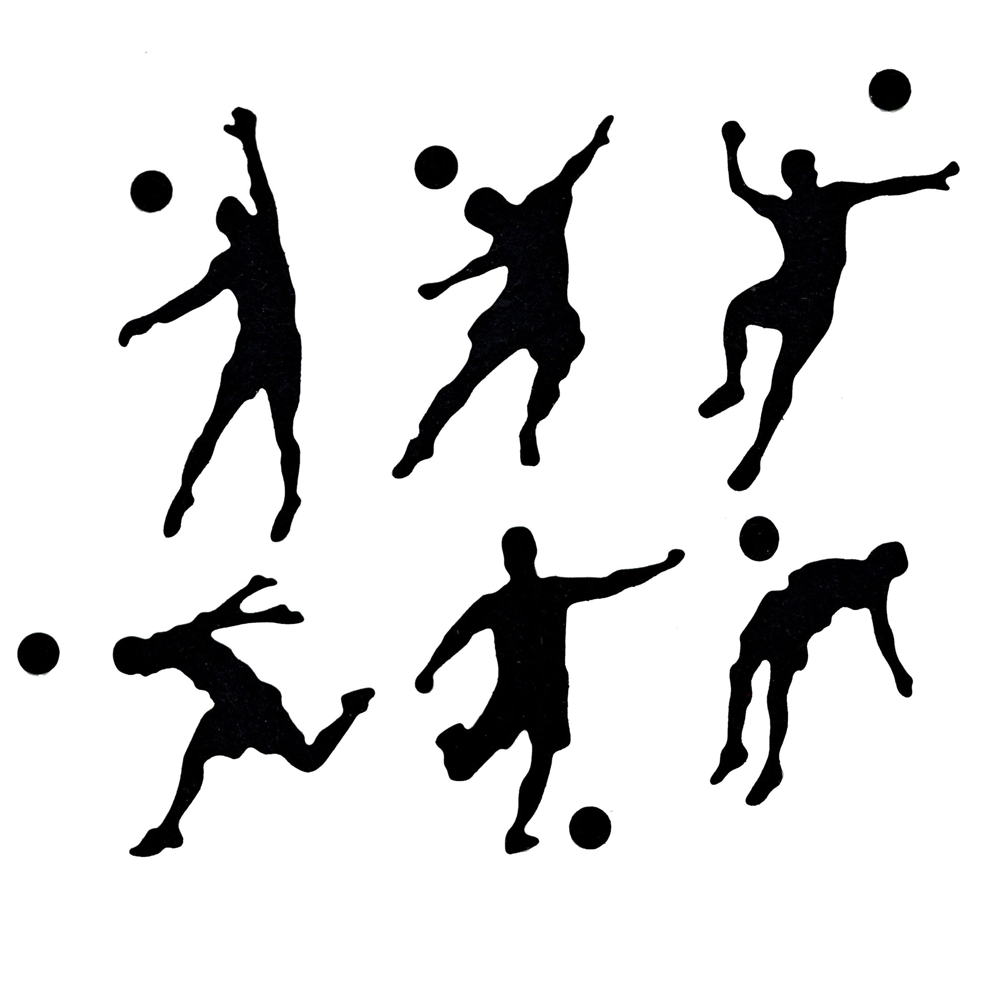 Finished football player paper die cuts with matching footballs for card making and papercraft