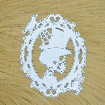 Gothic skull silhouette metal cutting die for Halloween card making and papercraft