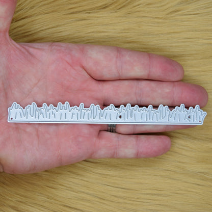 Grass border metal cutting die size reference shown in hand