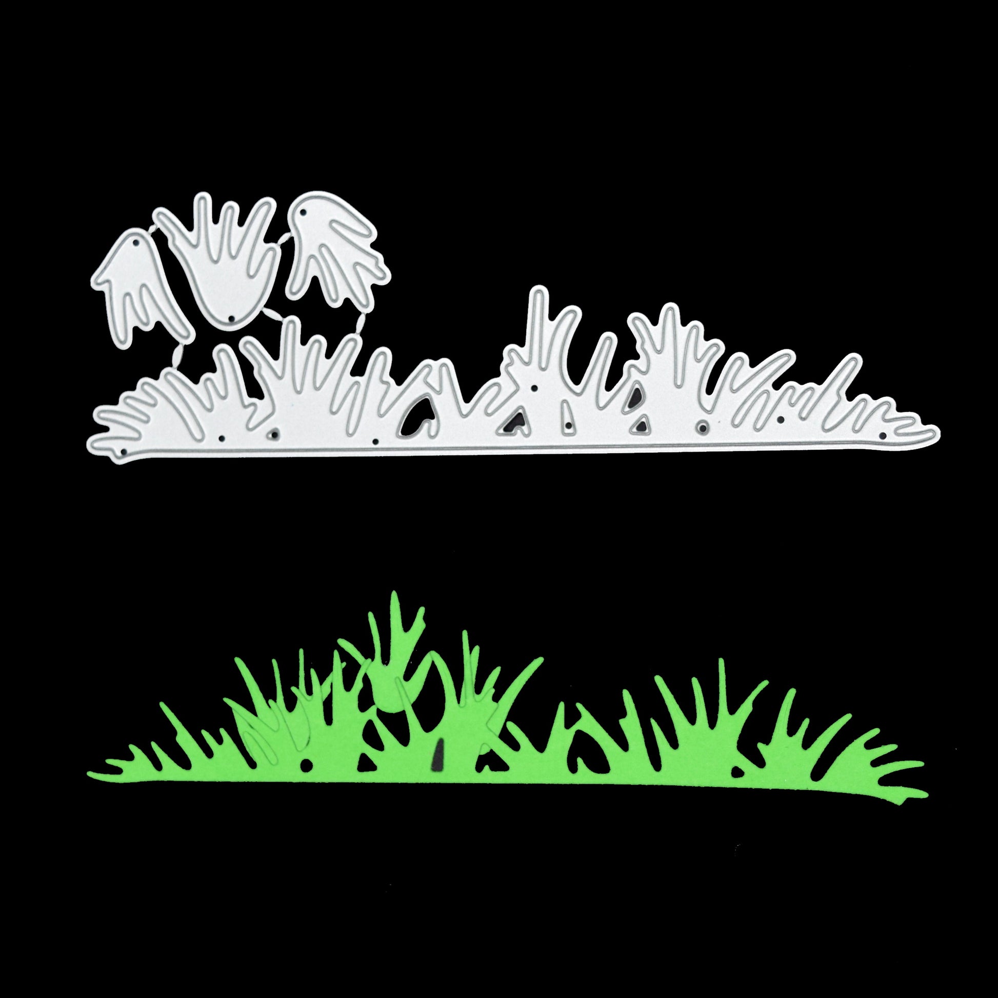 Detailed grass border die cut showing shape and design