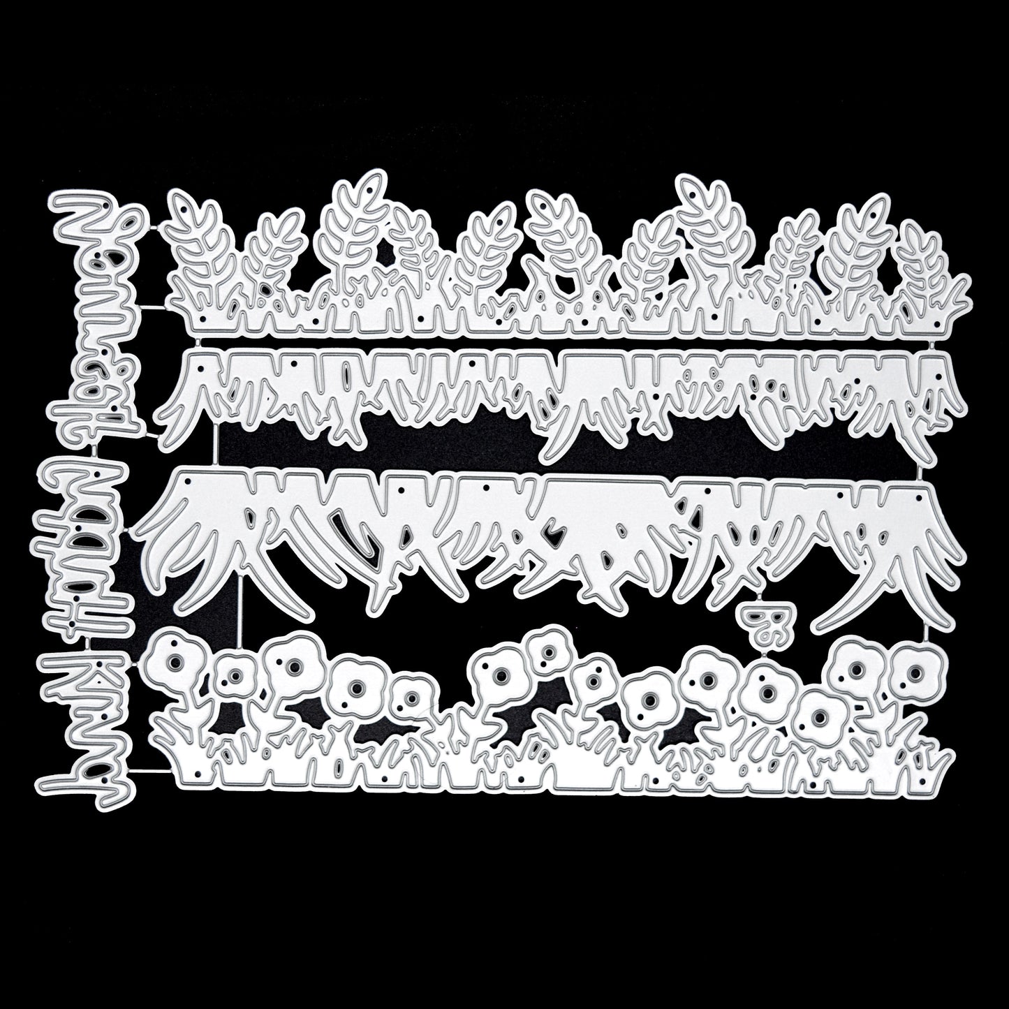 Decorative grass border and foliage metal cutting dies for scene building card making projects