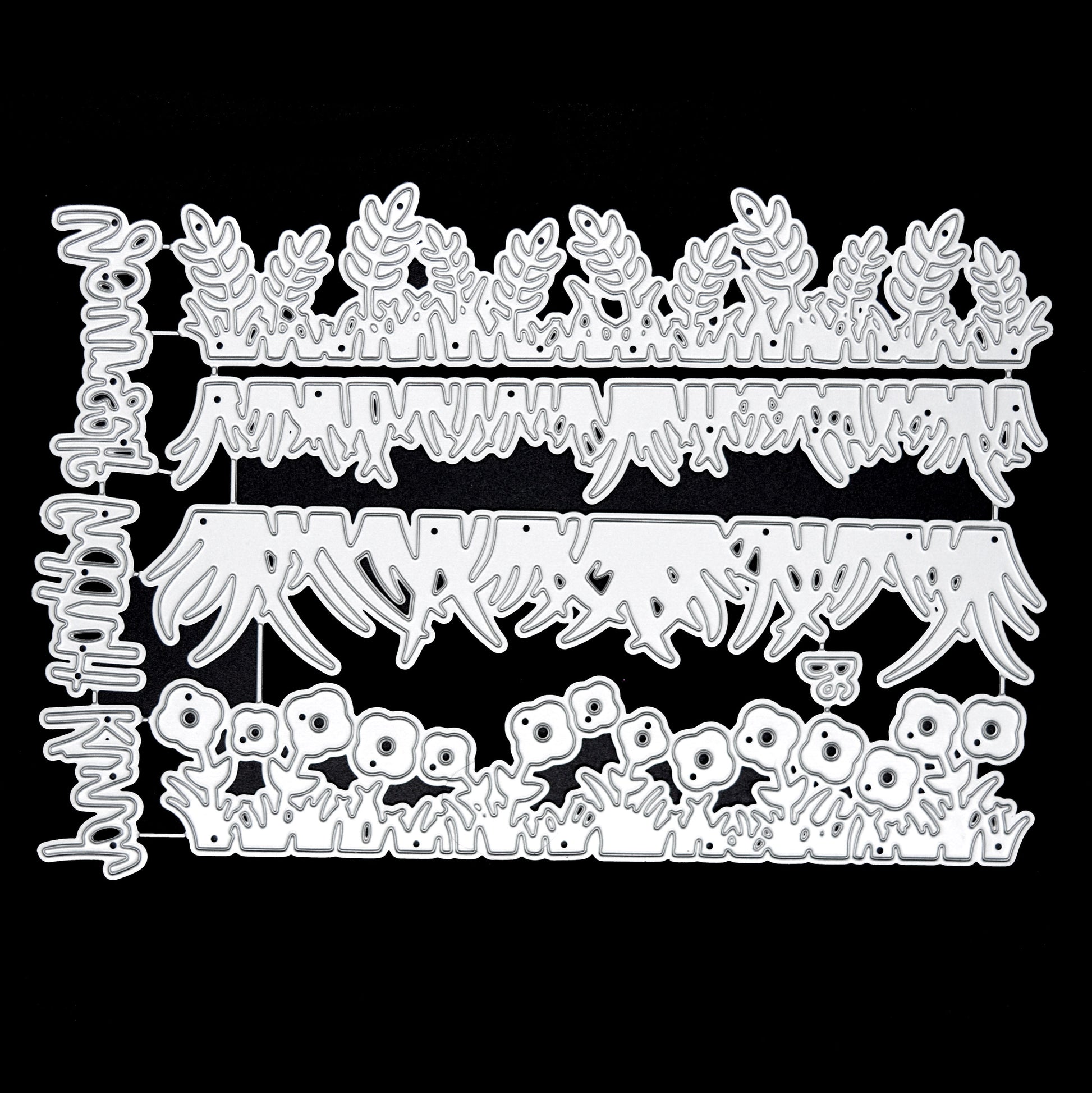 Decorative grass border and foliage metal cutting dies for scene building card making projects