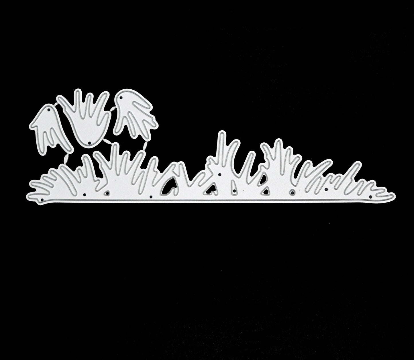 Grass border metal cutting dies set on black background