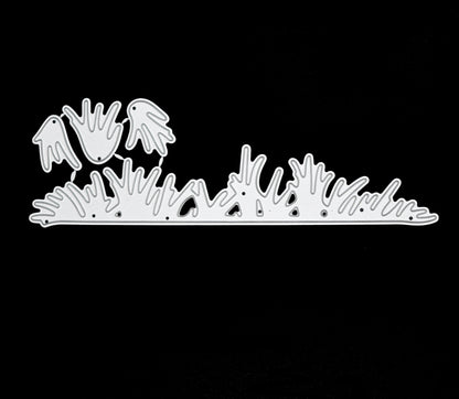 Grass border metal cutting dies set on black background