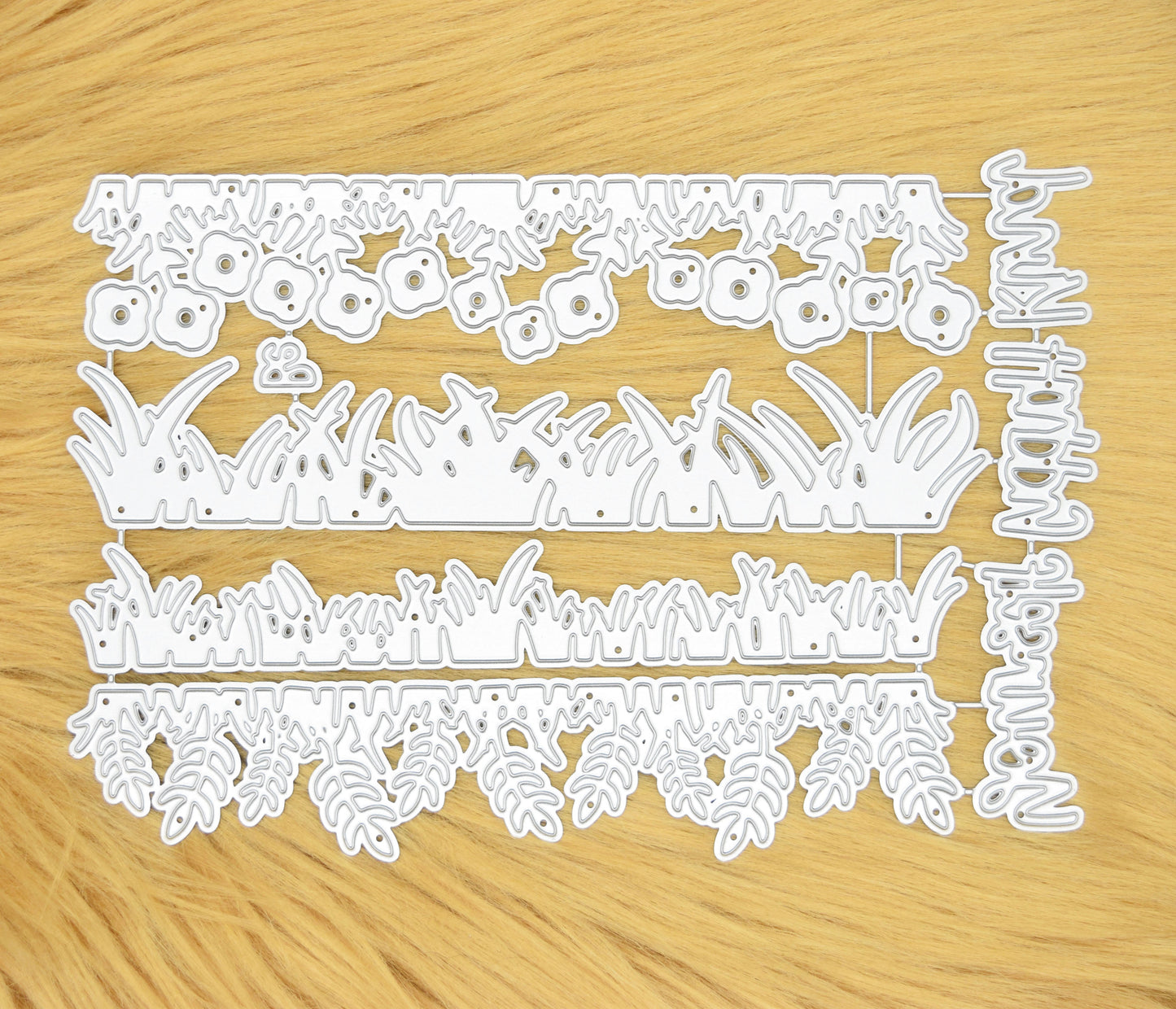 Grass border metal cutting die set with sentiments for scrapbook and handmade cards