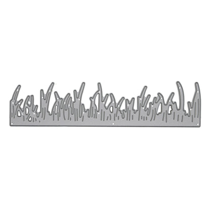 Grass border metal cutting die shown on a plain light background with the full decorative grass design visible