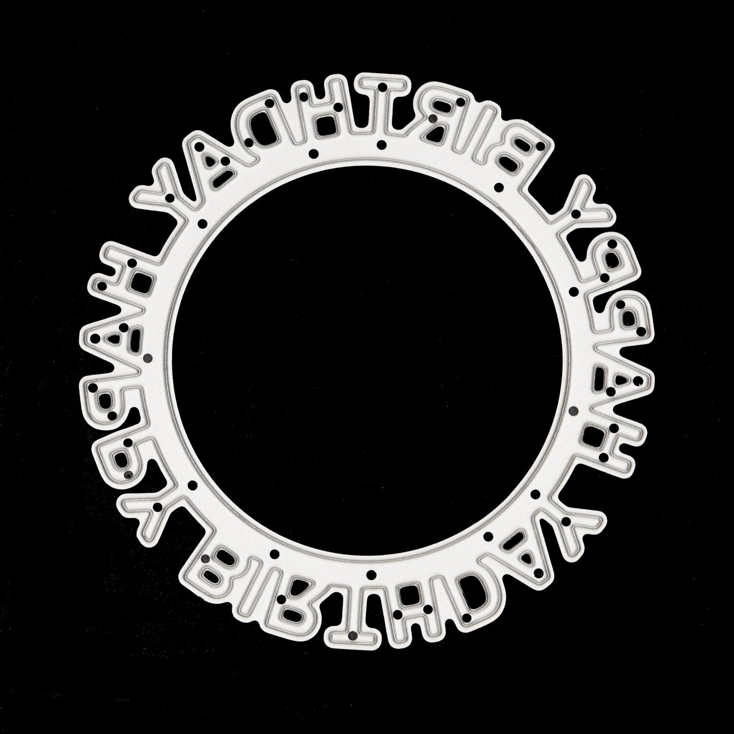 Happy Birthday circular metal cutting die with round sentiment frame design