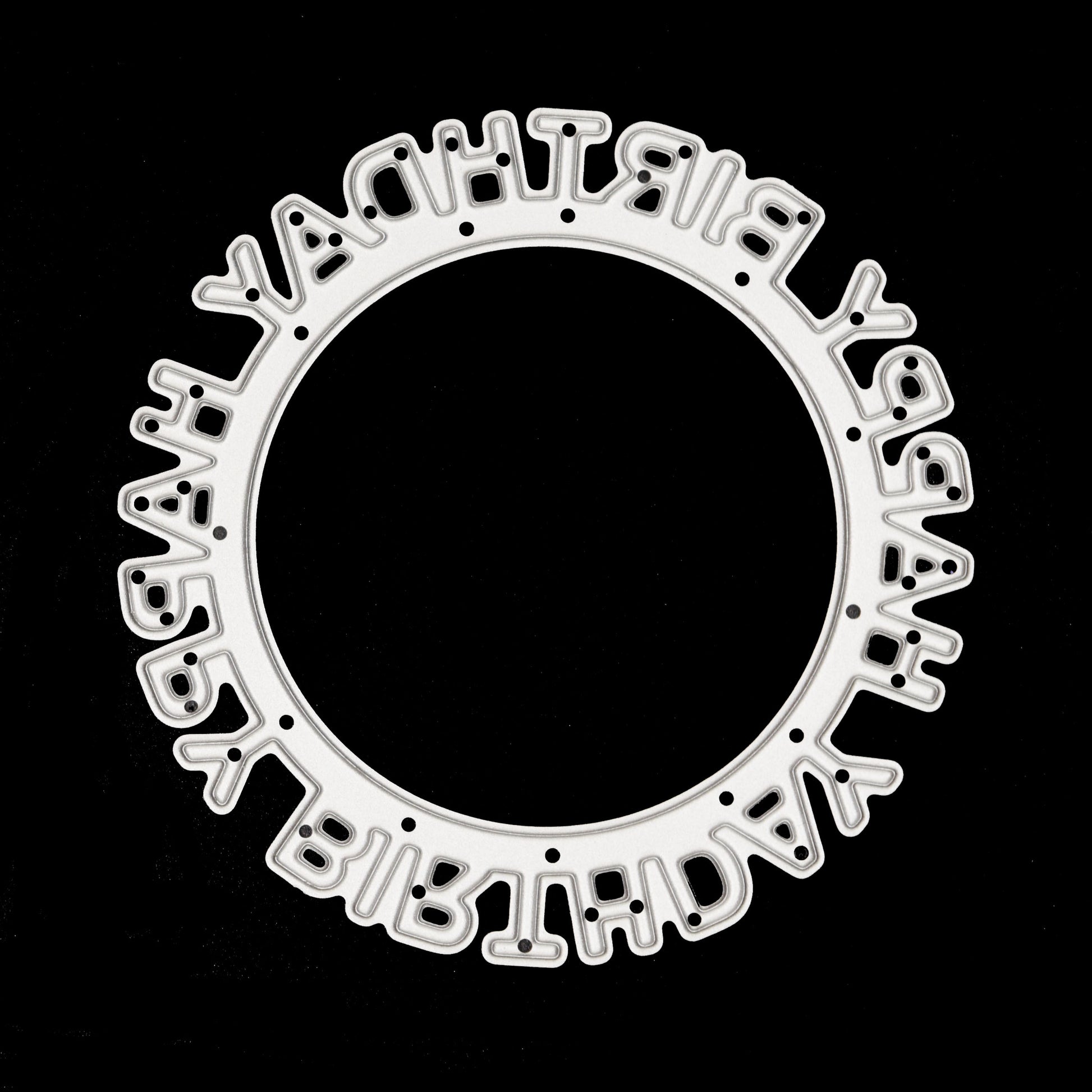 Happy Birthday circular metal cutting die with round sentiment frame design