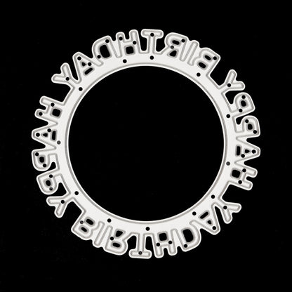 Happy Birthday circular metal cutting die with round sentiment frame design