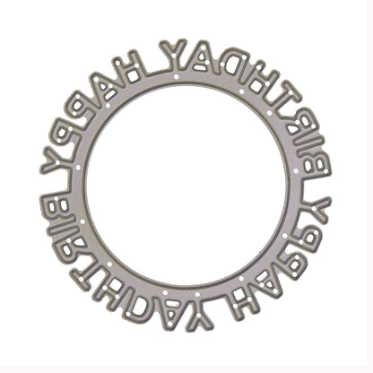 Happy Birthday circular sentiment frame metal cutting die for card making and papercrafts