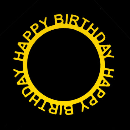 Happy Birthday circular sentiment frame die cut in yellow cardstock