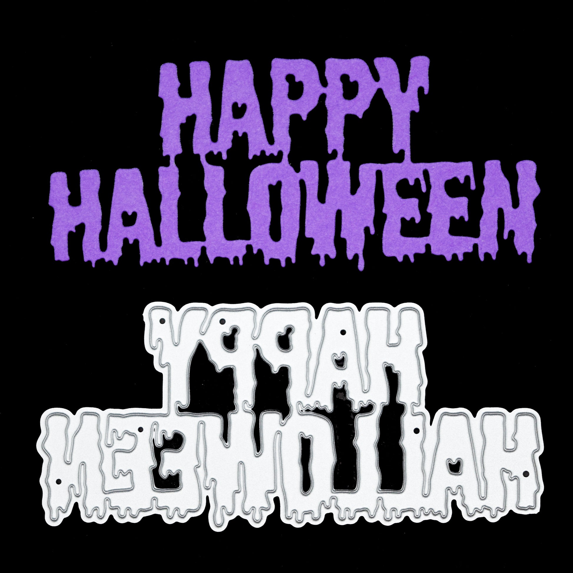 Happy Halloween drip die cut example in purple card