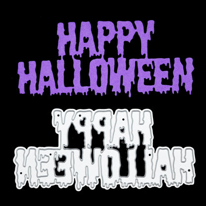 Happy Halloween drip die cut example in purple card