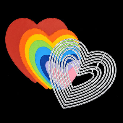 Heart nesting metal cutting dies with layered cardstock example for card making