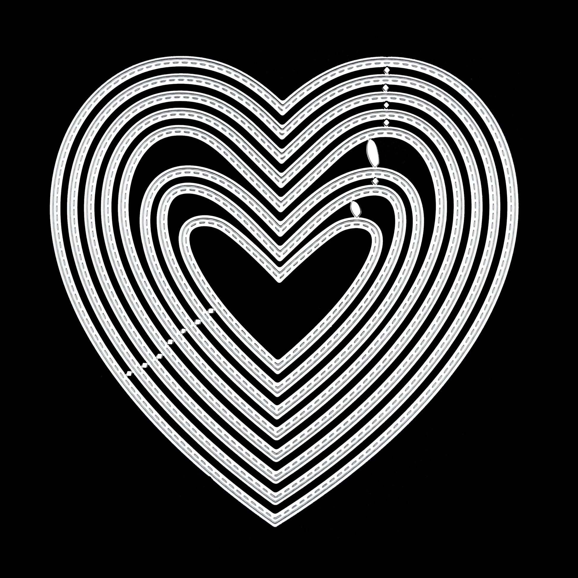 Heart nesting metal cutting dies set with stitched edge detail for papercraft