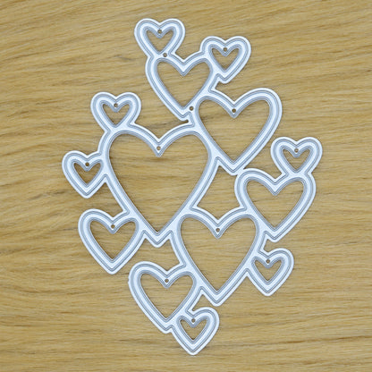 Heart cluster metal cutting die on faux fur background