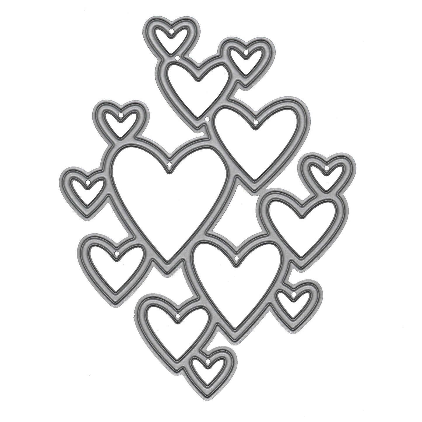 Heart cluster metal cutting die with multiple connected hearts
