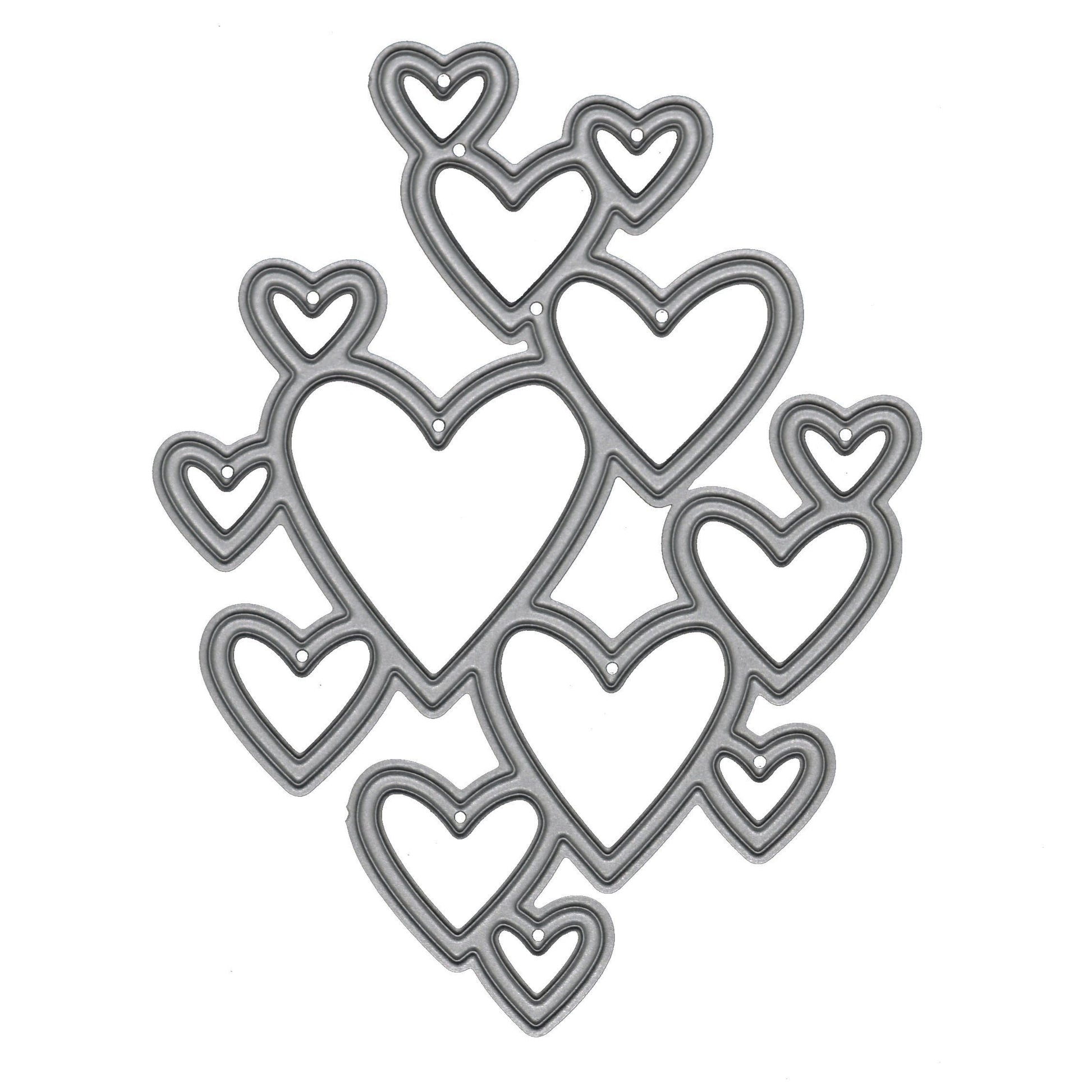 Heart cluster metal cutting die with multiple connected hearts