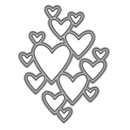 Heart cluster metal cutting die with multiple connected hearts
