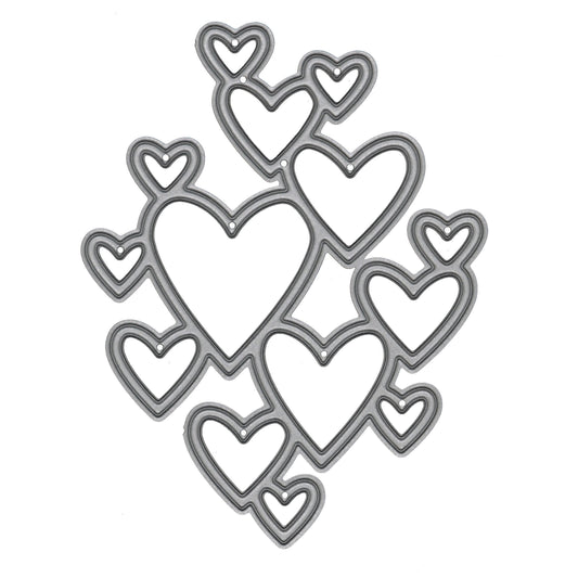 Heart cluster metal cutting die with multiple connected hearts