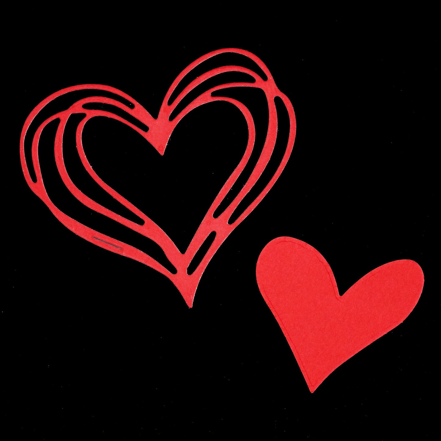 Heart die cut example in red card