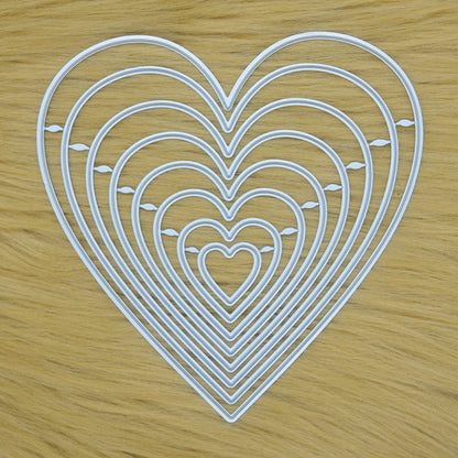 Heart nesting cutting dies set on faux fur surface