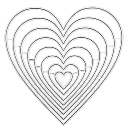 Heart nesting metal cutting dies set straight edge layering hearts