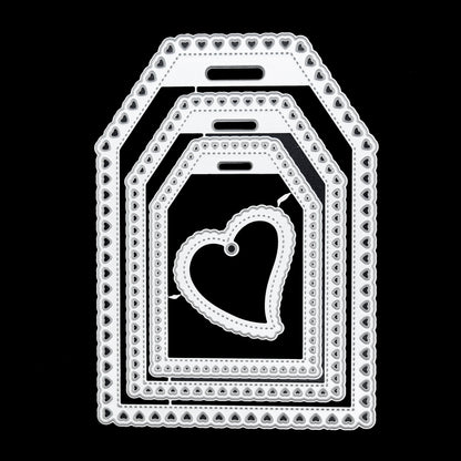Heart tag nesting metal cutting dies set with stitched heart detail