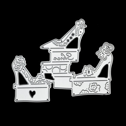 High heel shoes and shoebox metal cutting die for fashion themed card making and papercrafts