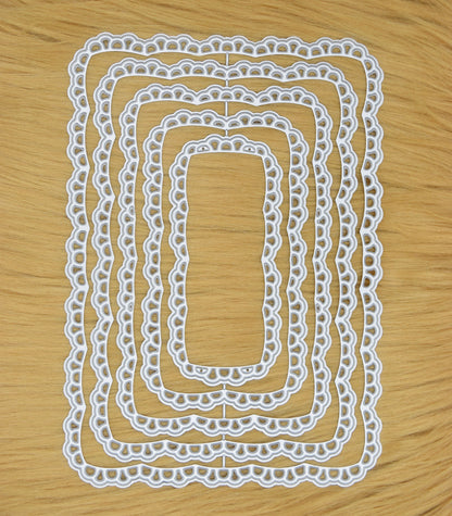 Lace rectangle nesting dies on faux fur background