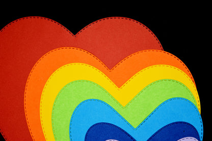 Layered heart die cuts created with nesting metal cutting dies for card making
