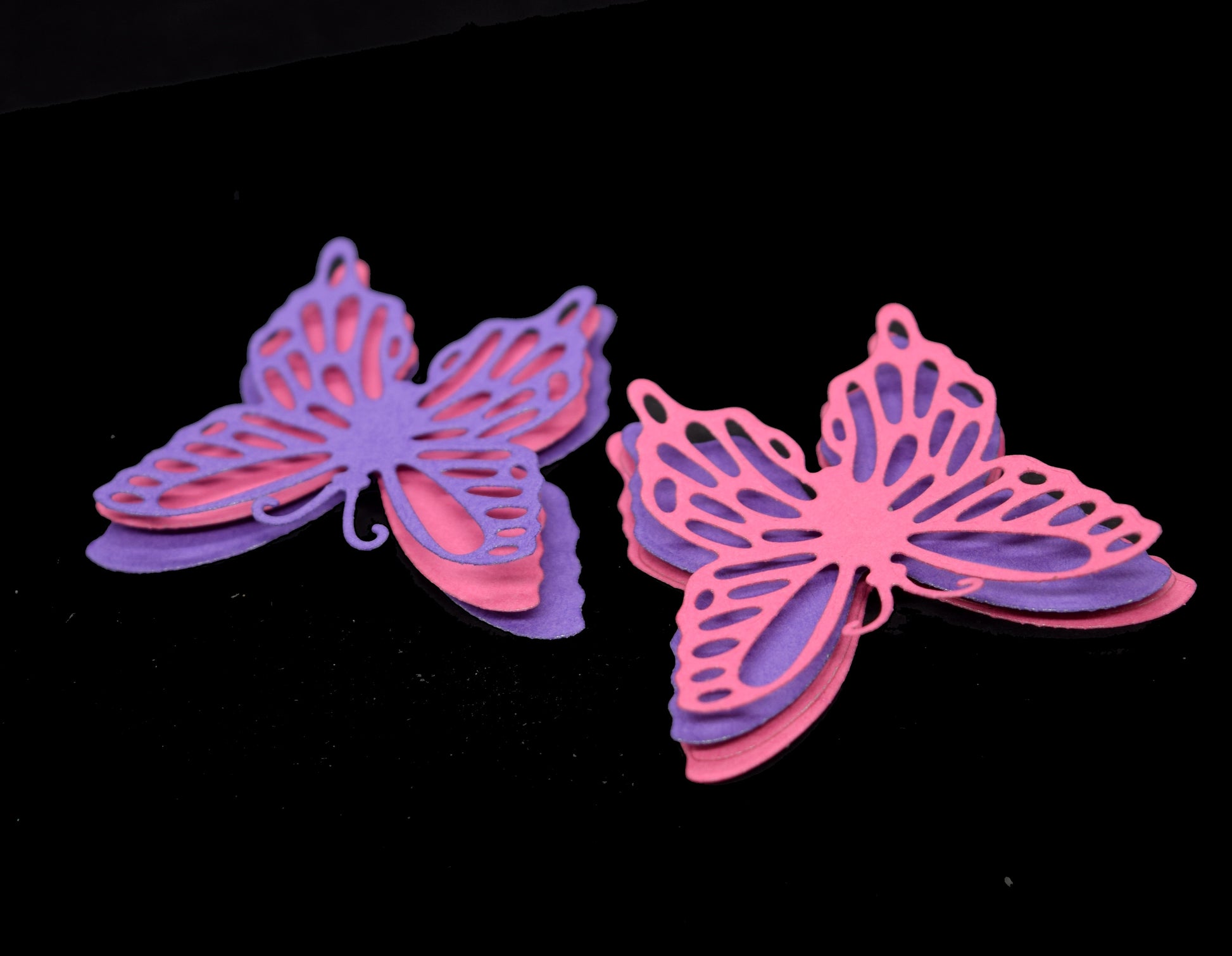Layered butterfly metal cutting die example showing dimensional wings and cut-out detail