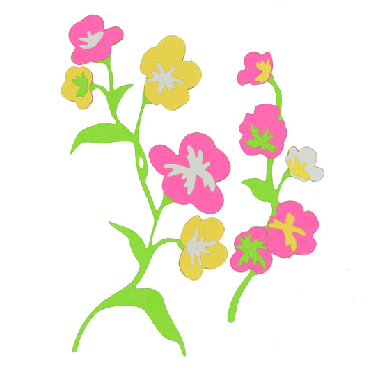 Colourful layered floral die cuts created with flower stem metal cutting dies for card making