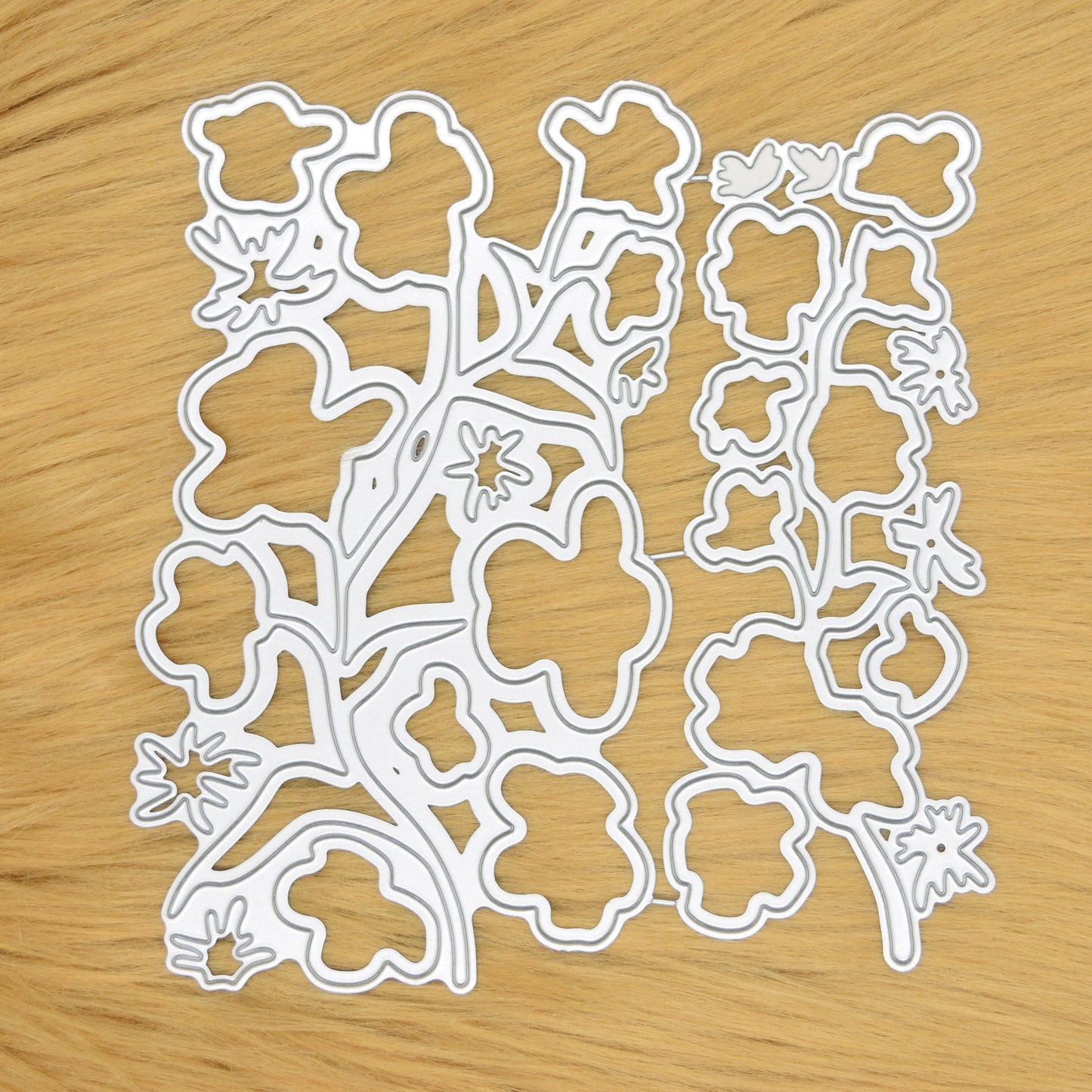 Layered flower and stem metal cutting dies for handmade cards and papercraft projects