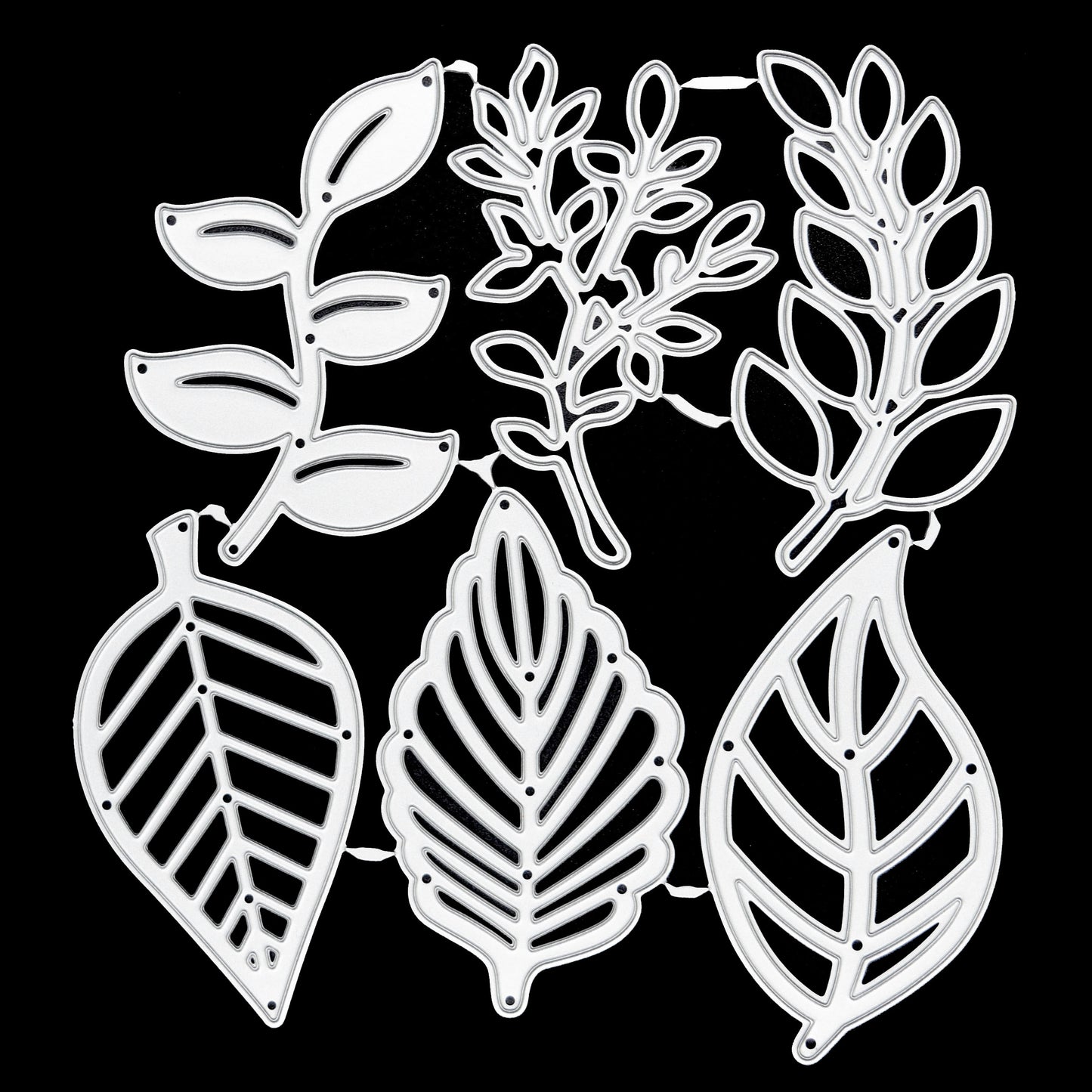 Leaf dies set with multiple botanical leaf shapes for card making and scrapbooking