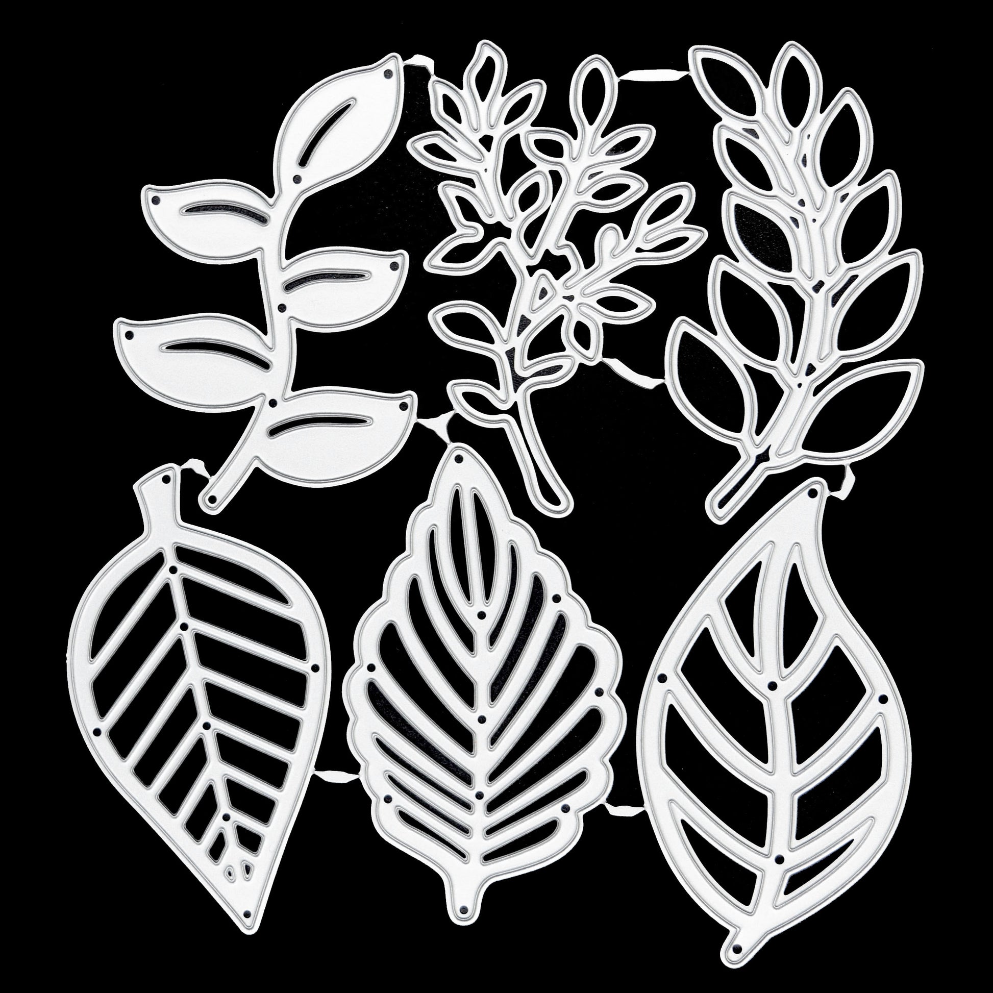 Leaf dies set with multiple botanical leaf shapes for card making and scrapbooking