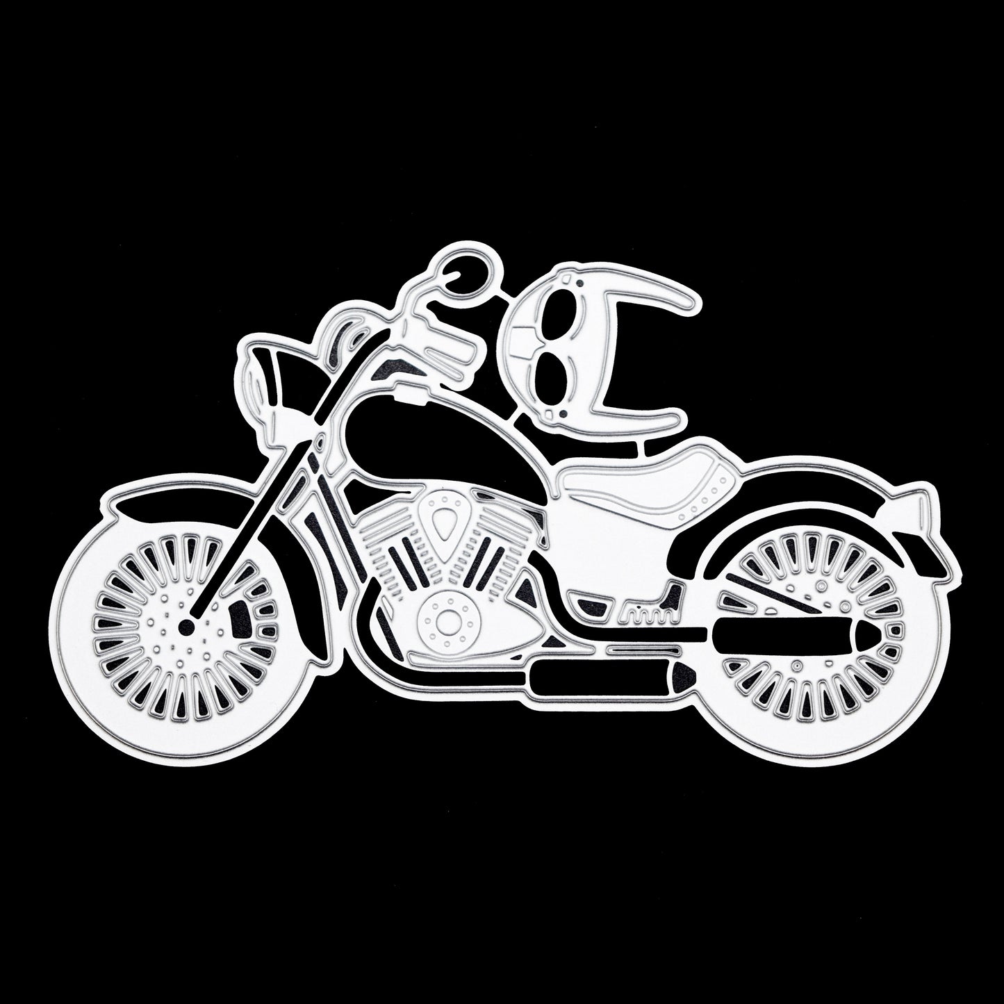 Motorbike metal cutting die with helmet design for card making